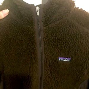 Patagonia Dark Brown Fuzzy Quilted Hooded Jacket